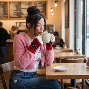 Made in Canada Xmas Holiday Santa Handmade Knitted Texting Gloves